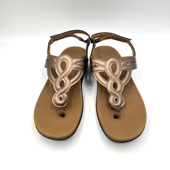 Rockport Womens‎ Ramona Metallic Bronze Curvy T-Strap Summer Sandals Shoes 10M - Picture 2 of 13